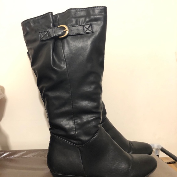 Sold on Mercari Emmy JustFab wedge buckle boots - Picture 2 of 7